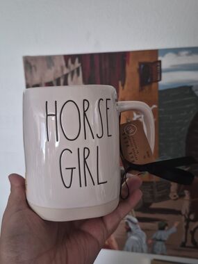 Rae Dunn Horse Girl Ceramic Mug - Cream with Black Lettering